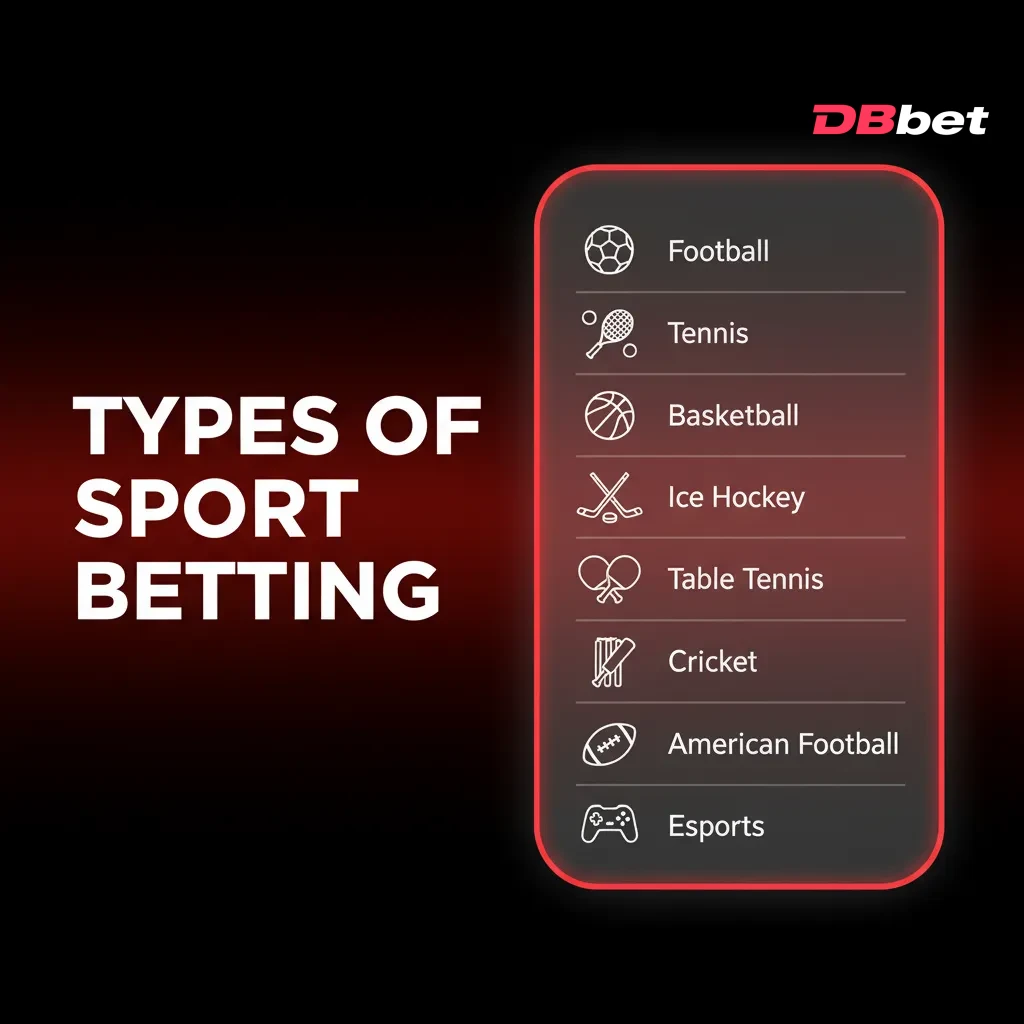 Sport betting types: cricket, football, kabaddi, tennis, basketball; pre-match/live odds, props, totals, handicaps.